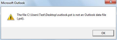 The file Outlook.pst is not an Outlook data file (.pst)