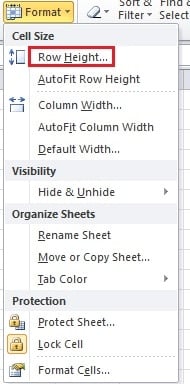 Row Height in Format