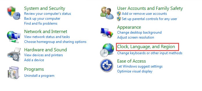 Clock, Language, and Region