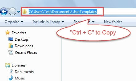 Copy Your Desired Folder for Saving Outlook Templates