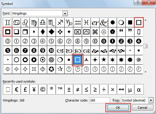 Select Symbol like Checkbox