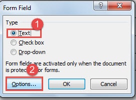 Choose "Text" ->Click "Options"