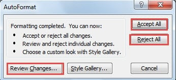 Click "Accept All" or "Reject All" or "Review Changes"