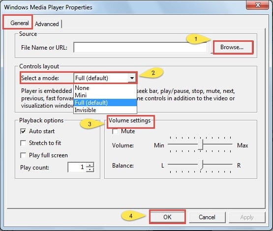 Click "Browse"-> Set "Select a mode"->Set "Volume settings" and Other Configurations You Need