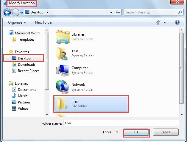 Click "Browse' to Change the File Location 