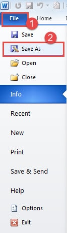 Click "File" ->Click "Save As"