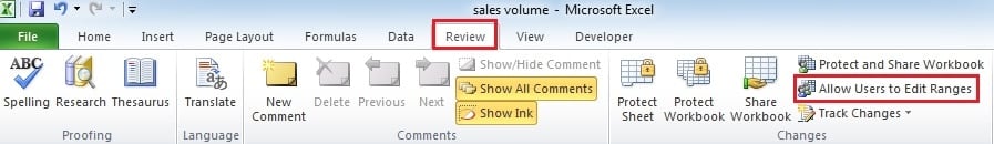Click Allow Users to Edit Ranges