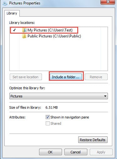 Click "Include a folder"