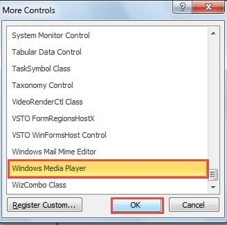 Click "Windows Media Player"-> Click "OK"