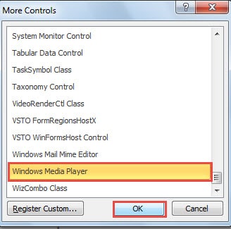 Click "Windows Media Player"-> Click "OK"