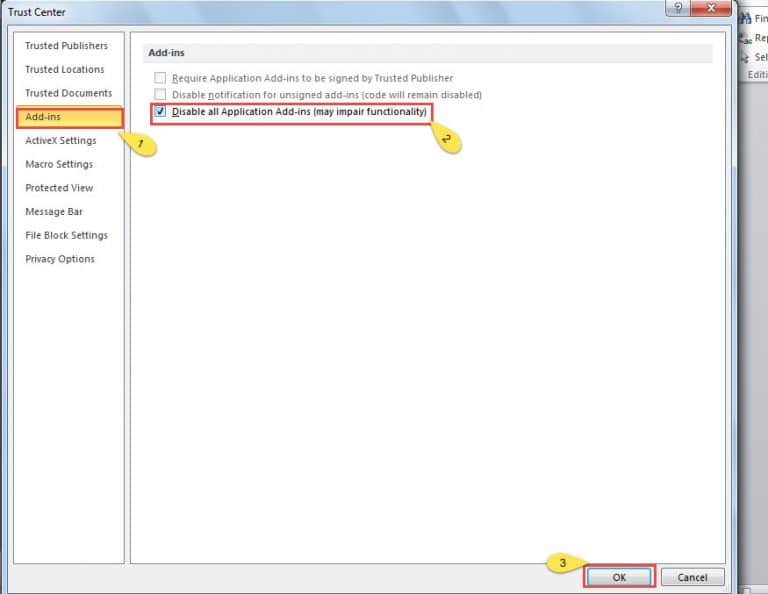 2 Methods to Enable or Disable Addins in Word