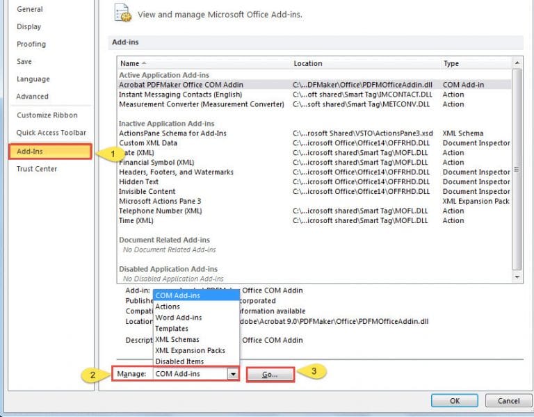 2 Methods to Enable or Disable Addins in Word