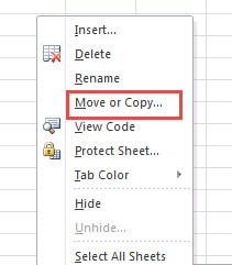Select Move or Copy Agian
