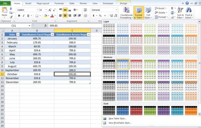How to Create and Manage a Custom Table Style in Your Excel Worksheet