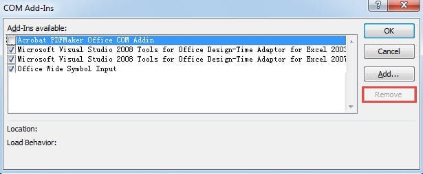 Remove Com Add-ins