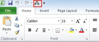 Button in Quick Access Toolbar