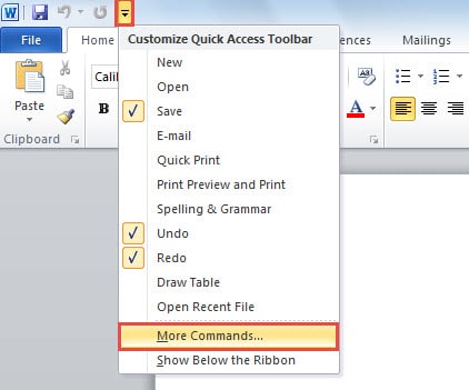 Add More Commands in Quick Access Toolbar