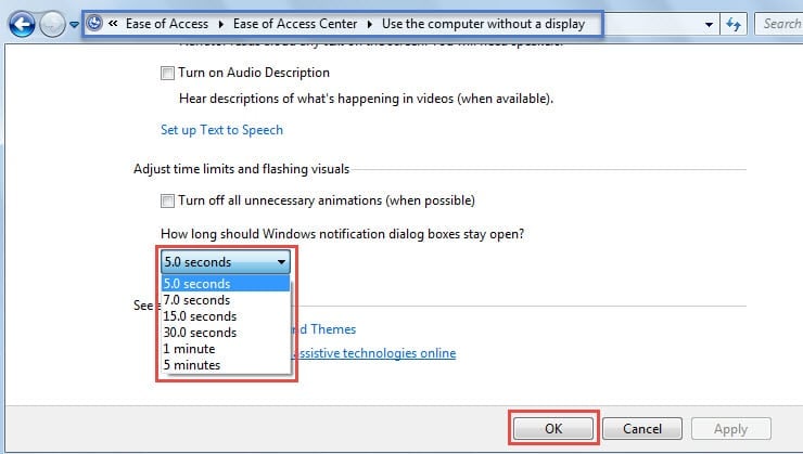 Change Windows Notification in Control Panel