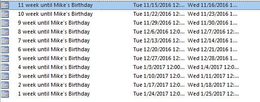 Countdown Appointments in Outlook Calendar