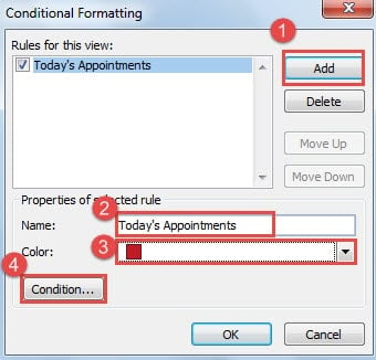 Create a New Conditional Formatting Rule for Today's Appointments