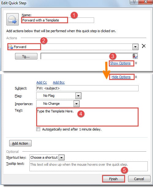 outlook quick steps template