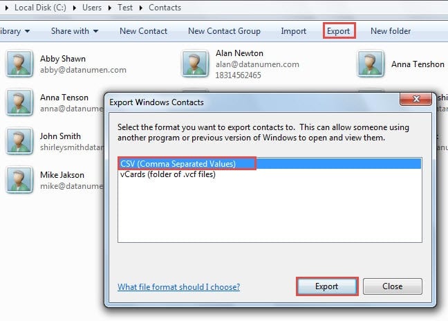 import contacts to outlook 2007 from another outlook 2007