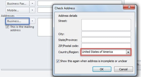 New Default Country for Addresses