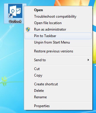 Pin the New Shortcut to Desktop