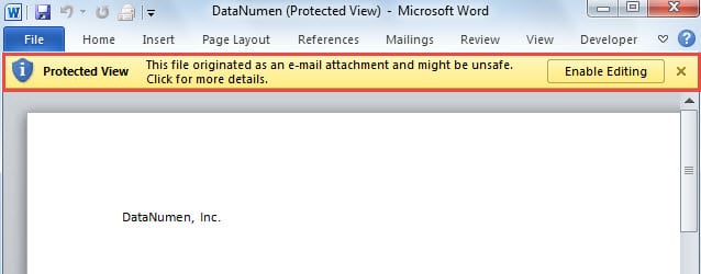 Protected View in MS Word