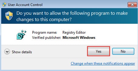User Account Control: Allow Registry Editor to Make Changes on Your Computer