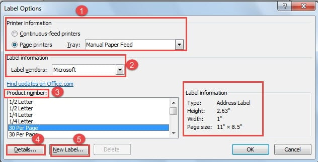 "Labels information" ->Choose a "Product number" ->Click "Details"