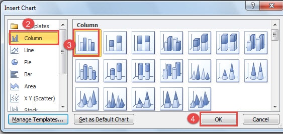 Choose a Chart Type ->Choose a Style ->Click "OK"