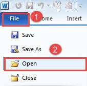 Click "File" ->Click "Open"