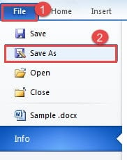 Click "File" ->Click "Save As"