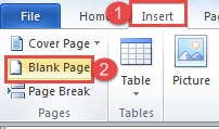 Click "Insert" -> Click "Blank Page"