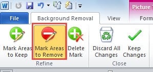 Click "Mark Areas to Remove"