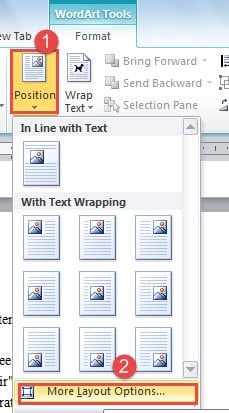 Click "Position" ->Choose "More Layout Options"