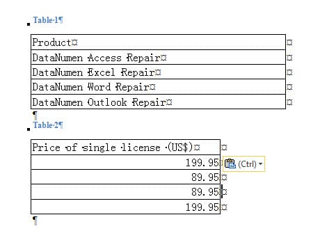 Drag the Selected Area to Paragraph Mark