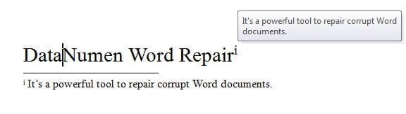 Enter Endnote ->Move pointer on the Numeral to See the Descriptive Text