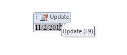 Press "Alt+ Shift+ D" ->Click the Date ->Press "F9" to Update