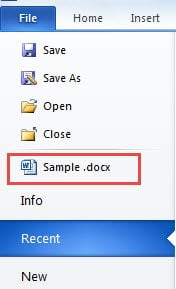 Quick Access List in Word