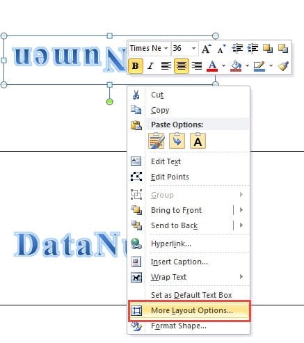 Right Click the WordArt -> Choose "More Layout Options"