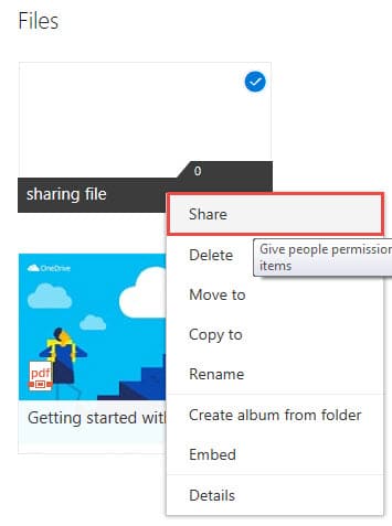 Right Click the Sharing File -> Choose "Share"