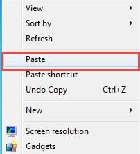  Right Click ->Choose "Paste"