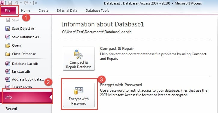 Select Encrypt With Password