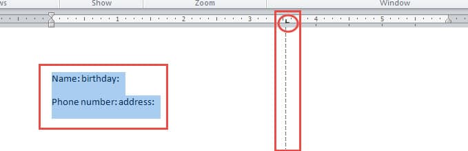 Select Text ->Click on "Ruler"