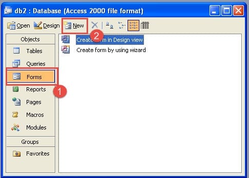 Select The Forms Icon And Press The New Button