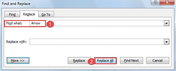 Type the Repeating Word in "Find what" Text Box -> Click "Replace All"