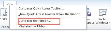 Customize the Ribbon