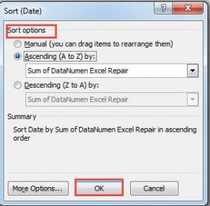 2 Methods to Sort the Columns in a Column Chart in Your Excel Worksheet